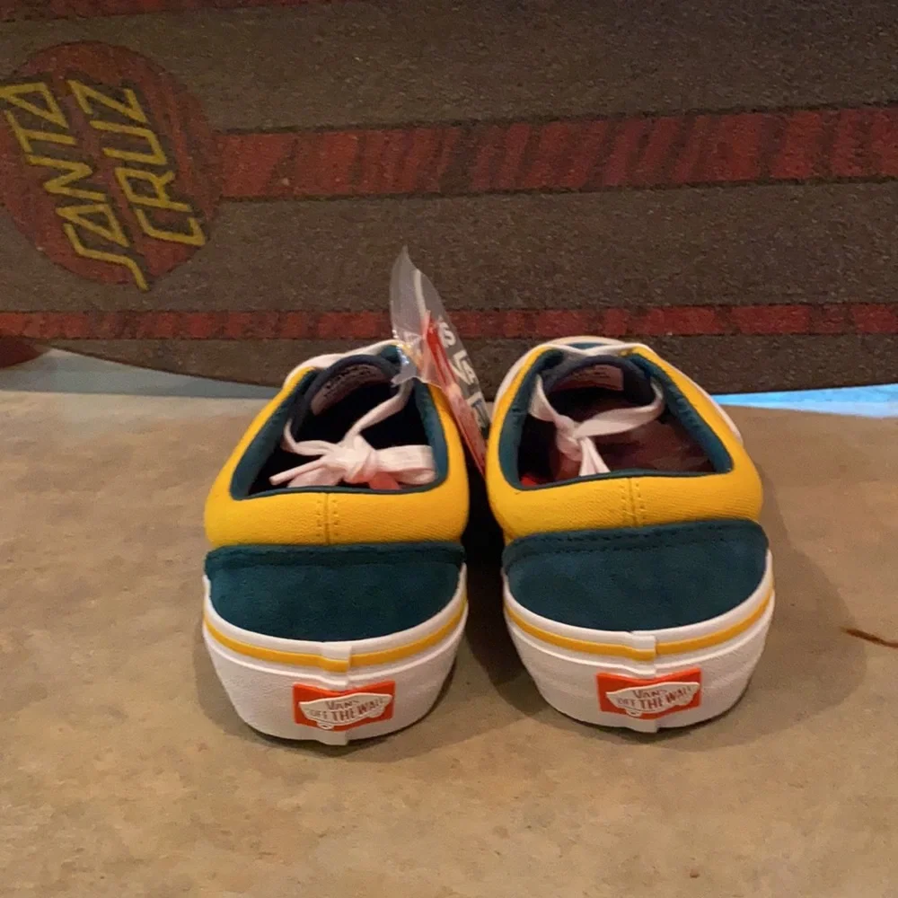 Vans Authentic Two-Tone Yellow & Teal Canvas Sneakers